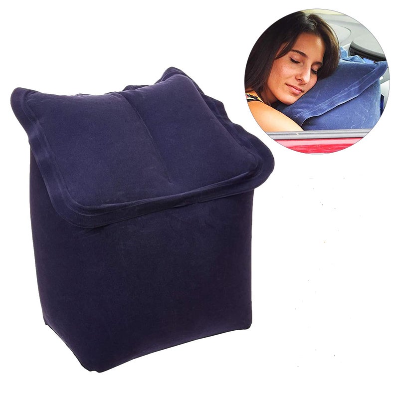 SkyRestÂ® Inflatable Head Neck Rest Travel Pillow - Portable Patented Design Napping Pillows for Airplanes Buses Cars Office Trains Outdoor Camping - Gift for Men Women - Image 2
